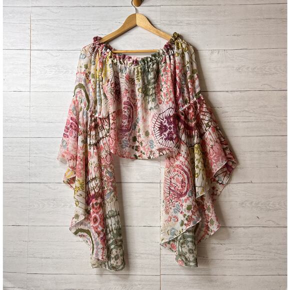 Live 4 Truth Blouse Womens SZ Small Bohemian Colorful Floral Long Flowy Sleeves - Picture 1 of 14